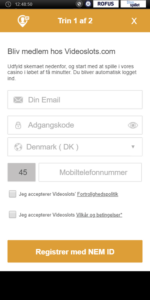 Opret en spillekonto hos Videoslots casino